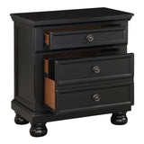 Bedroom Furniture Black Finish Bun Feet Nightstand with Hidden Drawer Casual Transitional Bed Side B01146201