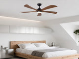 52" 5PCS Solid Wood Blades Ceiling Fan with Lights Remote Control,Quiet DC Motor 3 Blade Ceiling W3596P460841