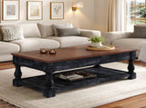 Retro Lift-Top Coffee Table with Storage for Living Room, Hidden Compartment Lower Shelf, Espresso W1445P362857