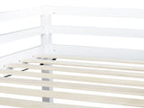Twin Low Loft Bed with Slide, Ladder, Safety Guardrails, Rubber Wood Twin Loft Bed,White W504P218525
