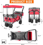 Collapsible Wagon cart with Removable Canopy, Large All Terrain Wheels, Brake, Adjustable 29013517
