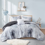 Full/Queen Watercolor Tie Dye Printed Comforter Set with Throw Pillow B035P203247