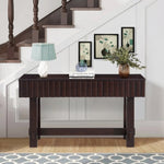 ZUN 52 inch Sofa Table with Storage Drawers, Mid Century Farmhouse Fluted Console Table with Solid Wood W1202P227362