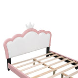 Full size Upholstered Princess Bed With Crown Headboard,Full Size Platform Bed with Headboard and N733P180808H