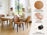 Brown Leather Identities Chair with Metal Legs, Armless Chair Set of 4 for Kitchen, Restaurant, T3967P497835