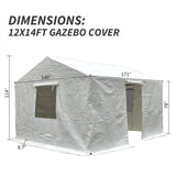 ZUN 12'x14' Gazebo Cover for Hardtop Gazebos, Outdoor Universal Winter Gazebo Cover with Sidewalls and W1859P227828