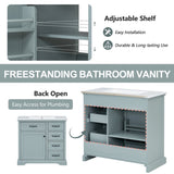 36" Bathroom Vanity with Sink, Ceramic Sink, 2 Tip-out Drawers, Soft Close Door Hinges, Grey N759P223021E