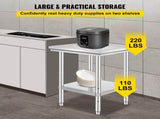 Stainless Steel Prep Table, 24 x 24 x 31 Inch, 700 lbs Capacity, Durable Metal Worktable with 77885021