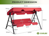 68*43*60 inch Red KD style with cushion canopy Iron Oxford cloth 250kg Iron swing set 48606042