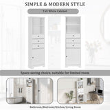 ZUN White Tall Storage Cabinet with 3 Drawers and Adjustable Shelves for Bathroom, Kitchen and Living 93869259