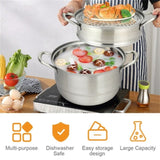 Stainless Steel Multi-Cook Steamer - 3-Tier Design with Reflux Steaming Grids, 8QT Bottom Pot, 98847665