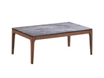 ZUN ACME Bevis Coffee Table, Engineered Stone & Walnut Finish LV02645