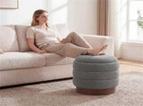 Round Rotating Storage Footstool with Solid Wood Frame, No Assembly Required Makeup Chair with 5.5 77685920