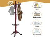 Freestanding Wooden Coat Rack, Vintage Natural Birch Wood Coat Tree with Hooks, Sturdy Hall Tree for 53428397