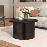 Round Coffee Table for Living Room in Dark Brown, Farmhouse Coffee Table a Drawer, Center Table N735P242922D