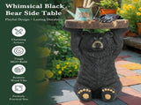 Black Bear Side Table Pedestal End Table Stool, MGO Bear Statue Hand Painted Sculpture for Home, 60767327