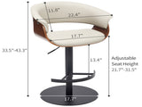 Faux Leather Wooden Adjustable Bar Stools, 360 Degree Swivel Bar Chair with Backs,Bar height Couner W2195P414780
