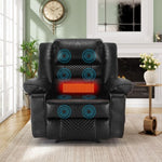 ZUN Breathable Leather Massage Recliner Chair Manual Living Room Reclining Sofa W1403P156678