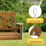 ZUN Acacia Wood Patio Porch Swing for Courtyard & Garden, Heavy Duty Swing Chair Bench with Hanging 35659650