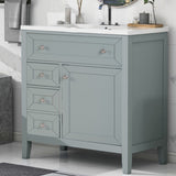 Solid Wood Bathroom Vanity with Ceramic Undermount Sink - 12" Soft-Close Drawer Slides, Flip Bin W2896P318465