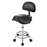 Saddle Stool with Back Support, Rolling Stools with Foot Rest, Ergonomic Adjustable Stool with N753P300969B