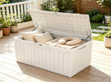100 Gallon Deck Box, Lockable Waterproof Resin Outdoor Storage Bin, White 71133803