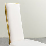 Dining table gold stainless steel with white fabric set of 2pcs W2723P304377