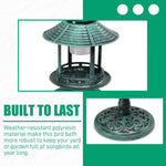 ZUN Outdoor Solar Lighted Pedestal Bird Bath Resin Fountain Decoration with Planter and Feeder, 56446556