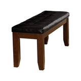 Dark Oak Finish Wooden Bench 1pc Faux Leather Upholstered Seat Simple Dining Furniture B01156368