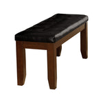 ZUN Dark Oak Finish Wooden Bench 1pc Faux Leather Upholstered Seat Simple Dining Furniture B01156368