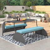 U_STYLE Versatile outdoor loveseat that converts to four seats and a table, suitable for gardens and WF321803AAC