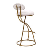 Bar Stools Set of 2 S-shaped Gold Barstools with Backrest Floral Print Upholstered Dining Chairs W1757P269012