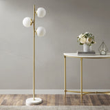 ZUN 3-Globe Light Floor Lamp with Marble Base B03599272