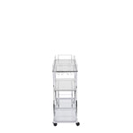 ZUN Electroplated Glass Bar Cart, With Wine Rack And Glass Holder, For Kitchen, Serving, Hotel Silver 50720217