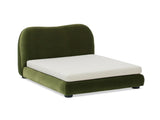 Roman Upholstered Modern Pet Bed, Small to Medium Dog or Cat Olive Green Performance Velvet B2719P448984