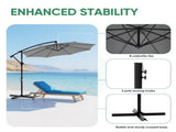 Outdoor Patio Umbrella, 10ft Offset Hanging Patio Umbrella with Aluminum Stand, 8 Ribs, UV 93855832