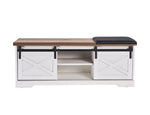 ZUN 47 Inch Modern Farmhouse Sliding X Barn Door Litterbox Bench with Entry Cutout, Shoe Bench 97959077