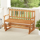 2-Person Wooden Outdoor Rocking ChairPatio Swing Rocking Loveseat 71712050