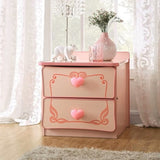 Wooden 2 Drawers Nightstand in Pink Finish B016P252817