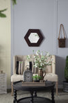 ZUN 18.5" x 18.5" Hexagon Mirror with Solid Wood Frame, Wall Decor for Living Room Bathroom Hallway, W2078133975