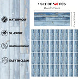 40 Pcs Blue Wood Grain Flooring, Peel Stick Floor Tile, PVC Self-Adhesive DIY Flooring Removable 02112486