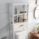 ZUN Over-the-Toilet Storage Cabinet White with one Drawer and 2 Shelves Space Saver Bathroom Rack W28227728