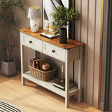 Farmhouse Style Console Table 2 Drawer and Bottom Storage Shelf for Entryway, Rustic Side Table W2557P191364