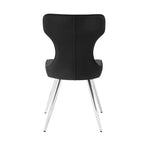 ZUN Ultra Modern Dining Furniture Set of 2 Side Chairs Black Velvet Upholstery Chrome Finish Metal Legs B011P285774