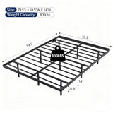 Black Queen Size Floating Platform Metal Bed Frame - 14 Inch Height, Built-in LED Strip Light & 74755139