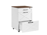 Rustic White Farmhouse 3-Drawer File Cabinet with Wheels Vertical Rolling Storage for Letter/A4, 09525698