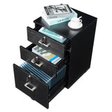 Black Wood Grain Density Board Three Drawers Wooden Filing Cabinet 04676265