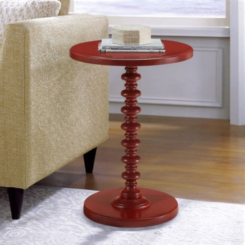 ZUN Red Round Wooden Side Table B062P186403