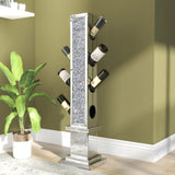 UK style hot sales crushed diamond floating silver mirrored wine bottle holder W3207P285627