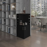 Jakes 42" Tall Corner Bar Cabinet with Eight Wine Bottle Cubbies and Double Door cabinet, Living B200P253730
